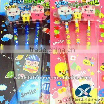 2013 hotsale cute cartoon pencil with cool animal eraser