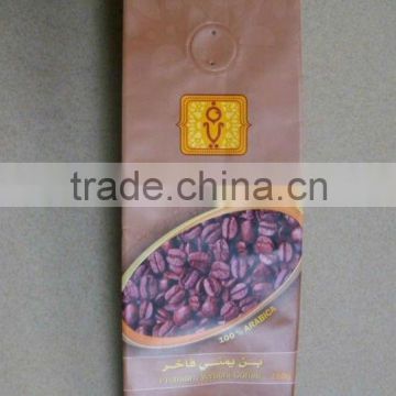 roasted coffee packaging bag with Tin Tie Attached and Degassing Valve