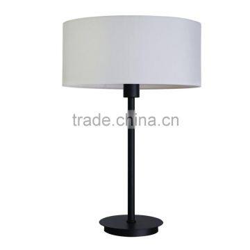 contemporary type table lamp in ebony bronze finish with belvedere bream fabric lamp shade