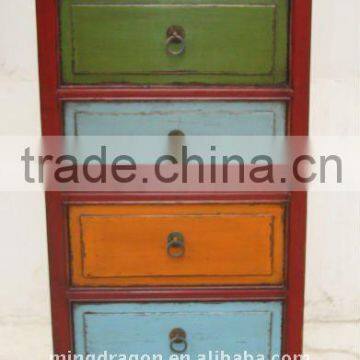 Chinese Antique colourful six drawer benside cabinet