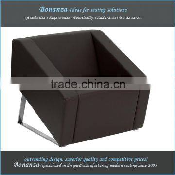 Leather Sofa With Stainless Steel Legs 833# Leather Sofa With Steel Legs, Leather Sofa Metal Legs photo-2