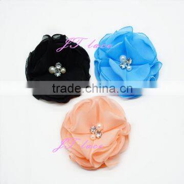 Black/blue/peach artificial flower- popular chiffon flower- flowers headband - petal flower fabric