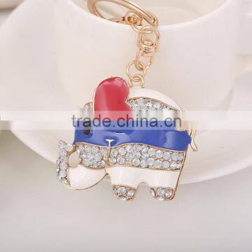 High End Key Chain With Metal Crystal Elephant Pendant Women Bag Accessories Gift