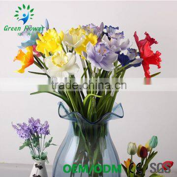 Оптом цветочные букеты 2016 года из многоцветного латекса, искусственных ПУ-цветов - нарциссов, которые кажутся реальными, для свадебных украшений и выставок photo-2