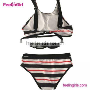 2016 Cute Girl Dot Print High Wait Bow Bikini Bathing Suit photo-3