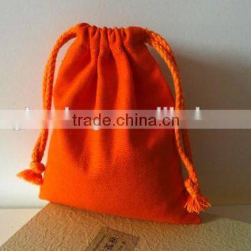 wholesale orange color canvas drawstring gift packing bag