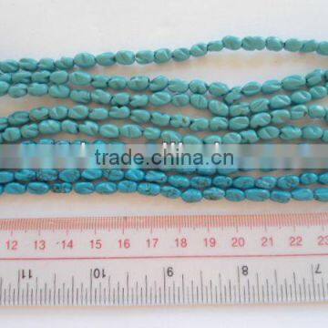 Wholesale synthetic strip blue turquoise rice beads carve jewelry