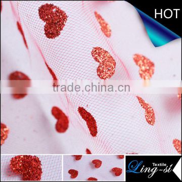 Polyester Metallic Printed Tulle Fabric for Dress and Decoration DSN213