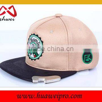 Design men trucker cap Cheap pu leather flat bill sport baseball cap with beer botlle opener