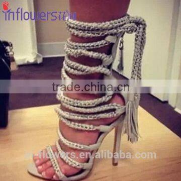 Custom design lace up sandals high heel shoes