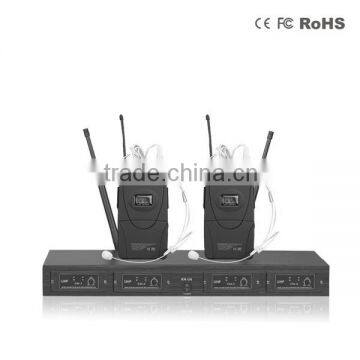 High quality double head wearing wireless microphone for showing