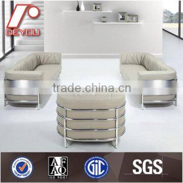 Light Grey Leather Office Sofa, Stainless Steel Frame Office Sofa, Modern Sectional Sofa SF-73