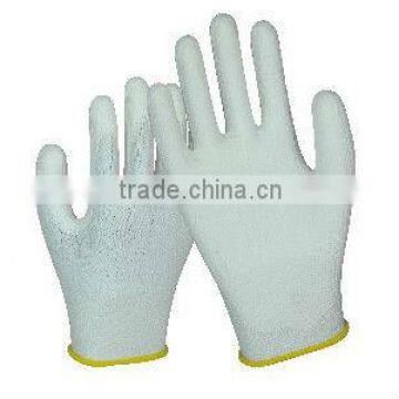 UHMW PE FIBER knitted gloves with PU coated on palm cut resistant glove