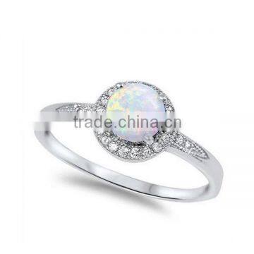 925 Sterling Silver Synthetic White Opal Ring Silver