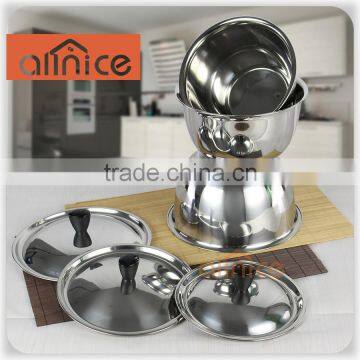 High polishing mirror 10 pcs 22-30cm deep mixing bowl/stainless steel deep bowl with ss lid