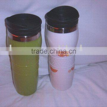 Travel mug, Auto mug, double plastic mug