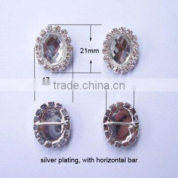 (M0430) 21mmx17mm rhinestone metal embellishment with horizontal bar, bar size:10mm