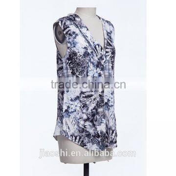 Latest Designs New Style Spandex Printed Sleeveless Lady Blouse & Top for Women photo-3
