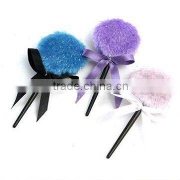 luxurious plush puff with handle , glitter puff