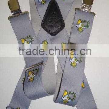 gray color x shape suspender with own design