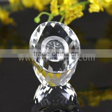 Clear white K9 crystal table clock for home decoration
