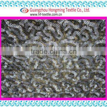 Gold sliver color sequins embroidery lace fabric for evening dress gold silver shinny 3MM sequins Chemical special shown