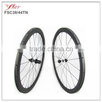 Mixed carbon bicycle wheels 38mm 44mm tubular rims, 700C carbon tubular wheels with DT350 hub Sapim spokes