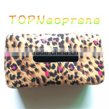 Neoprene Leopard grain Pattern Facial Tissue Holder Case Napkin Box Cover