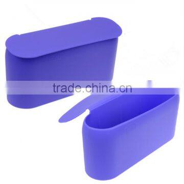 Mini trash can garbage colorful Silicone foldable vehicle-mounted can with case for car travel Storage Snack silicon car dustbin