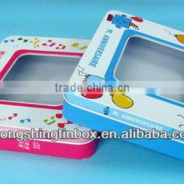 Candy boxes with clear PET window on the lid square window tin box