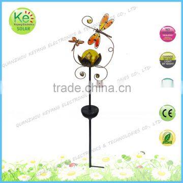 Metal stake glass ball 2V solar power LED garden decoration night light