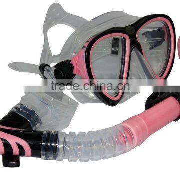 Factory high quality scuba water sports equipment full face silicone snorkel mask diving equipment mask and snorkel set