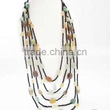 Mixed Gemstones Long Necklace Handmade JN342