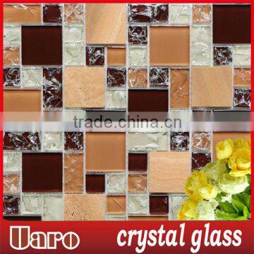 Orange Glass Mix Stone Texture Mosaic Tile