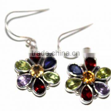 Mix Stone 925 Sterling Silver Earring Pair Jewellery