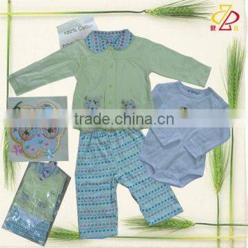 interlock romper 3pcs suit -32207-a