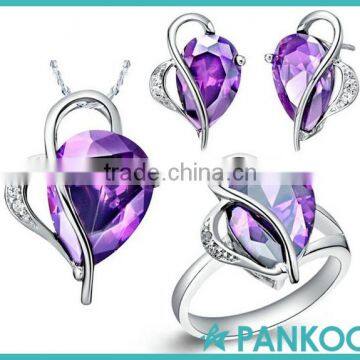 Sterling Silver Jewelry Crystal heart shape set