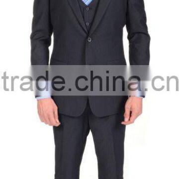 2014 Top Quality 100% wool Classic Navy Mini Stripe Three Pieces korean style clothes