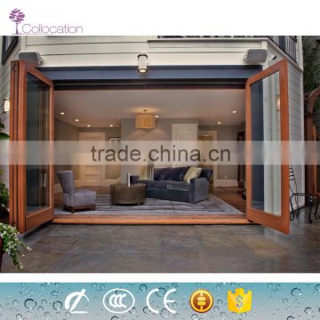 cheap price modern design wood color folding glass door