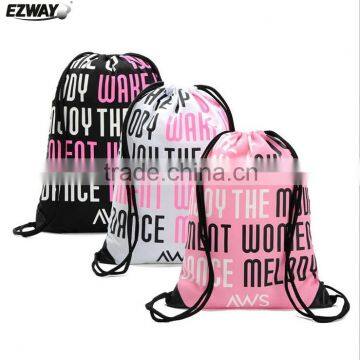 2015 wholesale custom silk 420D gym drawstring backpack bags