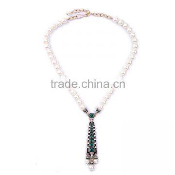 Cheap Wholesale Jewelry 2016 Latest Design Fashion Pearl Beaded Necklace with Pendant