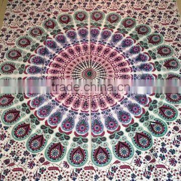 Traditional Multi color floral print Mandala Bed Sheet Ethnic Tribal Prints