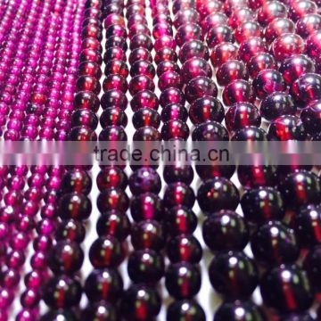 #HZ Natural Round Loose Gemstone Pueple Garnet Drilled Beads