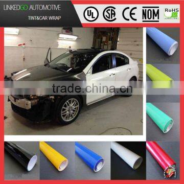 Good car wrapping 1.52*30m car vinyl wrap gloss black stretchability car wrap sticker