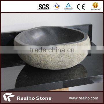 Natural Stone Grey Round Wash Basin for Bathroom