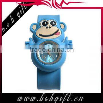 2014 Cheap Fashion Cute Monkey Shaped Silicone Slap Watch for Kids
