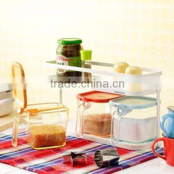 Stylish easy-grip handle plastic container food for spice , other kitchenware available