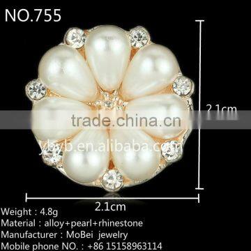 21mm Alloy Rhinestone Claw Holder Fashion Pearl Button Garment Accessories Sweater Embellished Pearl Button-755 photo-2