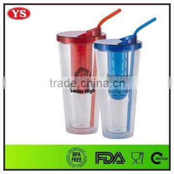 16 ounce Double wall plastic water cup with fruit infuser for drinking