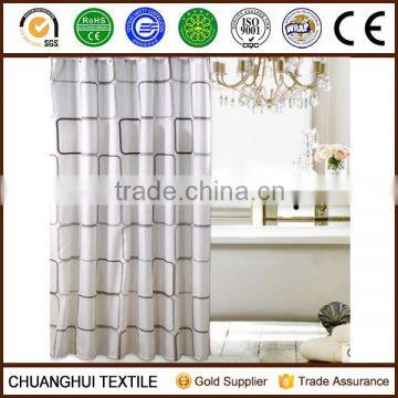 100% polyester grid shower curtain for hotel ,home